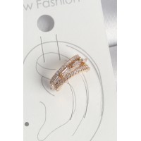 Pirinç Gold Renk Zirkon Taşlı 3'Lü Sıralı Model Kadın Kıkırdak Küpe TJ-BKP10580
