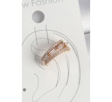 Pirinç Gold Renk Zirkon Taşlı 3'Lü Sıralı Model Kadın Kıkırdak Küpe - TJ-BKP10580