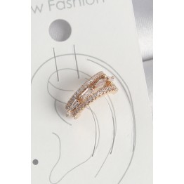 Pirinç Gold Renk Zirkon Taşlı 3'Lü Sıralı Model Kadın Kıkırdak Küpe TJ-BKP10580
