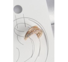 Pirinç Gold Renk Zirkon Taşlı 3'Lü Sıralı Model Kadın Kıkırdak Küpe - TJ-BKP10581