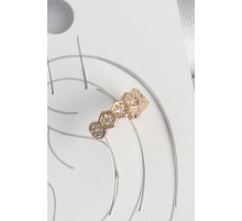 Pirinç Gold Renk Zirkon Taşlı Bal Peteği Model Kadın Kıkırdak Küpe - TJ-BKP10582