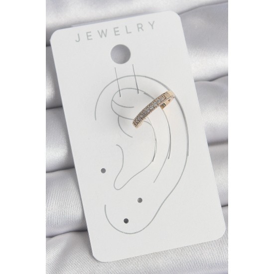 Pirinç Gold Renk Zirkon Taşlı Kadın Kıkırdak Küpe - TJ-BKP10583