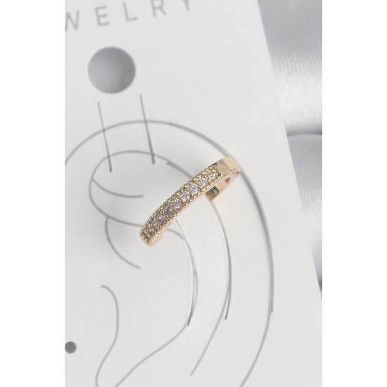 Pirinç Gold Renk Zirkon Taşlı Kadın Kıkırdak Küpe - TJ-BKP10583