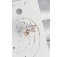 Pirinç Gold Renk Zirkon Taşlı Yıldız Model Kadın Kıkırdak Küpe - TJ-BKP10584