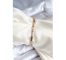 Pirinç Kemik Model Zirkon Taşlı Gold Renk Kadın Bileklik - TJ-BB6978