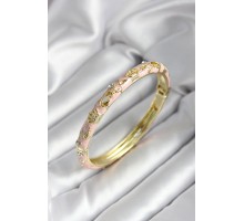 Mineli Pirinç Açık Pembe Kraliçe Taç Desenli Zirkon Taşlı Gold Renk Kadın Kelepçe - TJ-BB7011