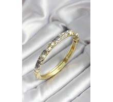 Mineli Pirinç Gri Çiçek Desenli Gold Renk Kadın Kelepçe - TJ-BB7019