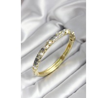 Mineli Pirinç Gri Çiçek Desenli Gold Renk Kadın Kelepçe - TJ-BB7019