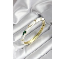 Mineli Pirinç Pembe Çiçek Desenli Gold Renk Kadın Kelepçe - TJ-BB7029