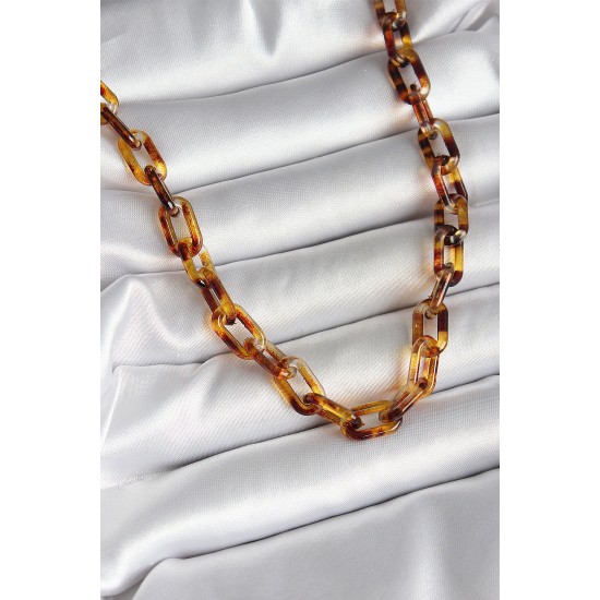 Leopar Desenli Mika Zincir Kadın Kolye - TJ-BKO10236