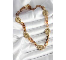 Leopar Desenli Mika Gold Renk Zincir Kadın Kolye - TJ-BKO10237