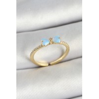 Pirinç Fiyonk Figürlü Zirkon Taşlı Gold Renk Ayarlanabilir Kadın Yüzük TJ-BYK3760