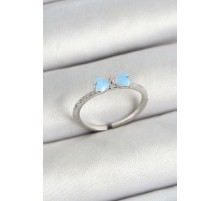 Pirinç Fiyonk Figürlü Zirkon Taşlı Gümüş Renk Ayarlanabilir Kadın Yüzük - TJ-BYK3761