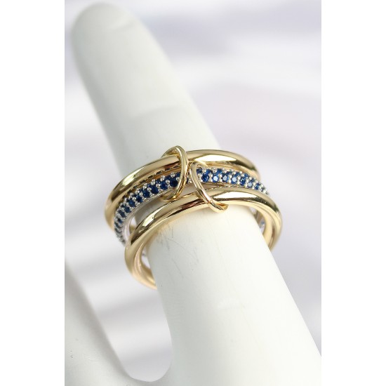 Pirinç Gold Renk Zirkon Taşlı 3'Lü Kadın Yüzük - TJ-BYK3791