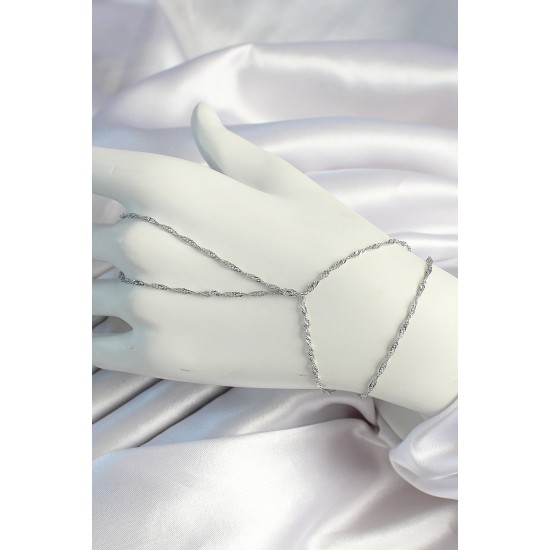 Pirinç Gümüş Renk Esnek Burgu Zincirli Şahmeran - TJ-SN645