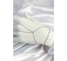 Pirinç Gümüş Renk Parçalı Ezme Zincirli Şahmeran - TJ-SN647