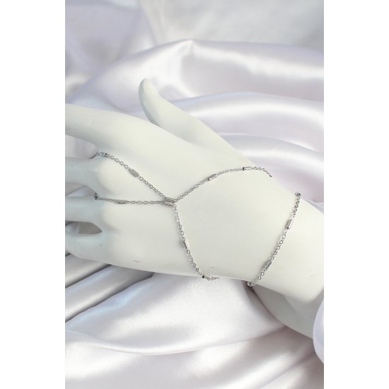 Pirinç Gümüş Renk Parçalı Zincirli Şahmeran - TJ-SN648