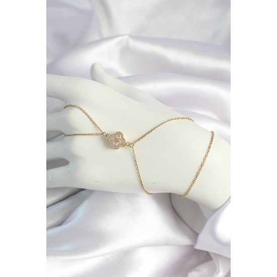 316L Çelik Zincirli Gold Renk Zirkon Taşlı Şahmeran - TJ-SN650