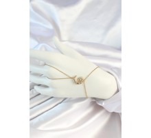 316L Çelik Gold Renk Zincirli Zirkon Taşlı Ay Figürlü Şahmeran - TJ-SN651