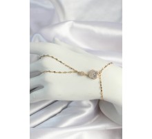 316L Çelik Gold Renk Zincirli Yonca Figürlü Zirkon Taşlı Şahmeran - TJ-SN652