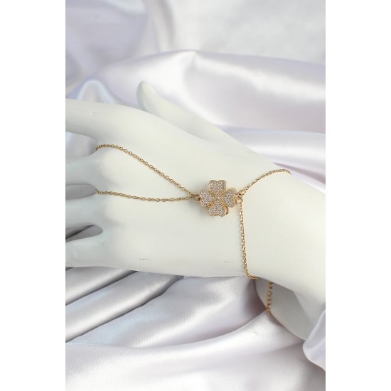 316L Çelik Gold Renk Zincirli Dönen Yonca Figürlü Şahmeran - TJ-SN653