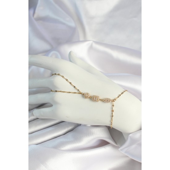 316L Çelik Gold Renk Zirkon Taşlı Baget Şahmeran - TJ-SN654