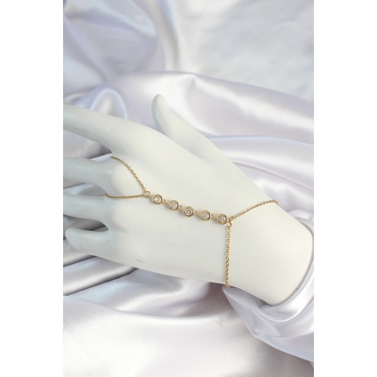 316L Çelik Gold Renk Zincirli Zirkon Taşlı Şahmeran - TJ-SN655