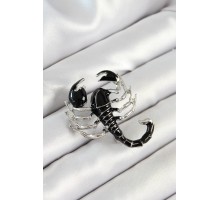 3D Siyah Akrep Figürlü Gümüş Renk Kadın Broş - TJ-BR439