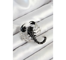 3D Siyah Akrep Figürlü Gümüş Renk Kadın Broş - TJ-BR439