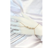 316L Çelik Gold Renk Zincirli Baget Zirkon Taşlı Şahmeran - TJ-SN658