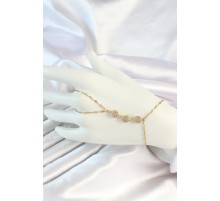 316L Çelik Gold Renk Zincirli Baget Zirkon Taşlı Şahmeran - TJ-SN658