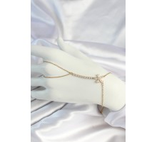 316L Çelik Gold Renk Zincirli Zirkon Taşlı Çiçek Figürlü Şahmeran - TJ-SN659