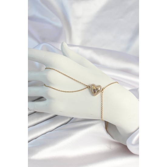 316L Çelik Zincirli Gold Renk Kalp Figürlü Şahmeran - TJ-SN660