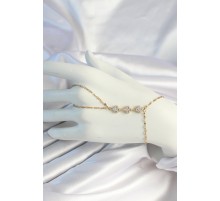 316L Çelik Zincirli Gold Renk Yonca Zirkon Taşlı Şahmeran - TJ-SN664