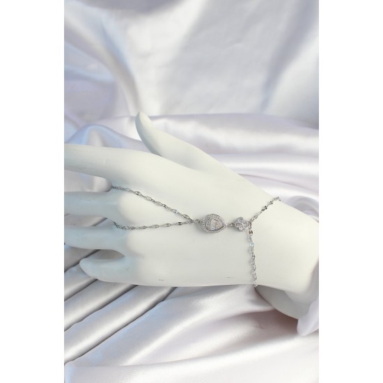 316L Çelik Zincirli Gümüş Renk Zirkon Taşlı Şahmeran - TJ-SN665