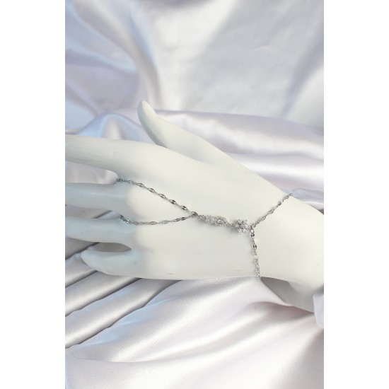 316L Çelik Zincirli Gümüş Renk Zirkon Taşlı Şahmeran - TJ-SN666