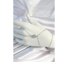 316L Çelik Zincirli Gümüş Renk Zirkon Taşlı Yonca Şahmeran - TJ-SN669