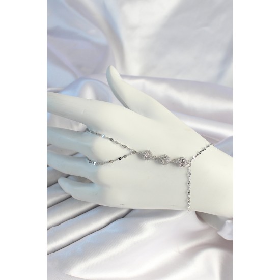 316L Çelik Zincirli Gümüş Renk Baget Zirkon Taşlı Şahmeran - TJ-SN670