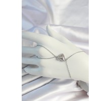 316L Çelik Zincirli Gümüş Renk Kalp Figürlü Zirkon Taşlı Şahmeran - TJ-SN671