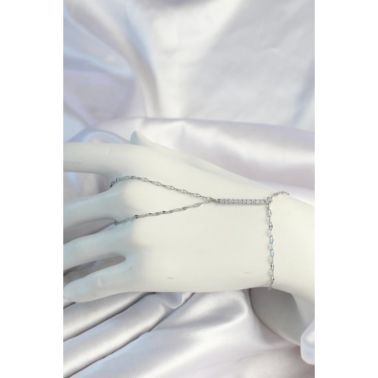 316L Çelik Zincirli Gümüş Renk Zirkon Taşlı Şahmeran - TJ-SN672