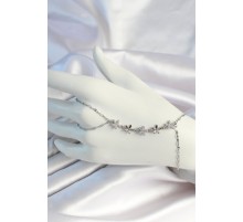 316L Çelik Zincirli Gümüş Renk Zirkon Taşlı Çiçek Şahmeran - TJ-SN674