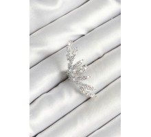 Pirinç Zirkon Taş Kaplamalı Gümüş Renk Kadın Sağ Kıkırdak Küpe - TJ-BKP10628