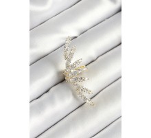 Pirinç Zirkon Taş Kaplamalı Gold Renk Kadın Sağ Kıkırdak Küpe - TJ-BKP10629