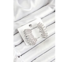 Pirinç Zirkon Taşlı Çoklu Görünümlü Model Gümüş Renk Kadın Küpe - TJ-BKP10631