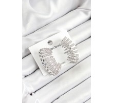 Pirinç Zirkon Taşlı Çoklu Görünümlü Model Gümüş Renk Kadın Küpe - TJ-BKP10631