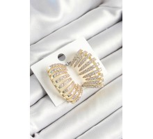 Pirinç Zirkon Taşlı Çoklu Görünümlü Model Gold Renk Kadın Küpe - TJ-BKP10632