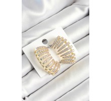 Pirinç Zirkon Taşlı Çoklu Görünümlü Model Gold Renk Kadın Küpe - TJ-BKP10632