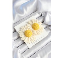 Papatya Model Beyaz Ve Sarı Renk Kadın Küpe - TJ-BKP10635