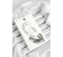 316L Çelik Halka Figürlü Ve Zirkon Taşlı Gümüş Renk 7'li Çift Kadın Küpe Set - TJ-BKP10637