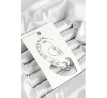 316L Çelik Kalp Figürlü Ve Zirkon Taşlı Gümüş Renk 7'li Çift Kadın Küpe Set - TJ-BKP10639